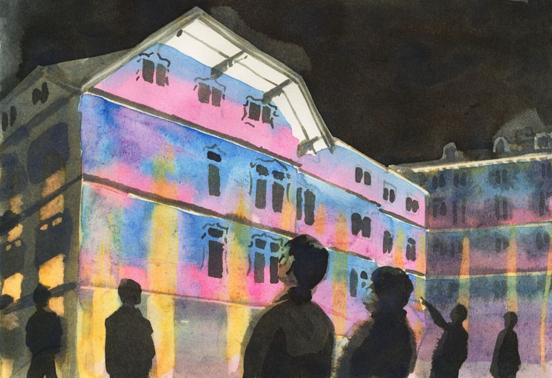 Illustration Lichtinszenierung Gebäude